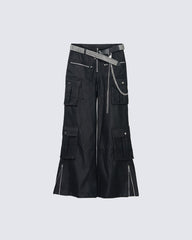 Dark Niche Multi-Pocket PU Cargo Pants