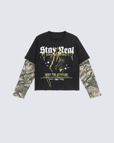 Graphic Camo Sleeve Layered Tee
