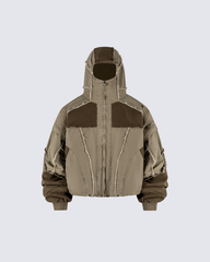 Deconstructed Patchwork Hooded Jacket