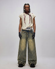 Vintage Deconstructed Patchwork Denim Pants