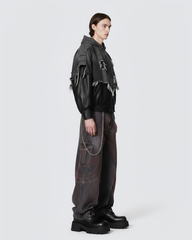 Red Fade 3D Panel Wide-Leg Denim Pants