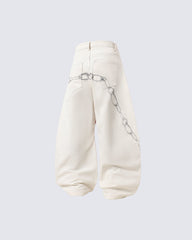 Retro Graphic Baggy Jeans with Scimitar Print