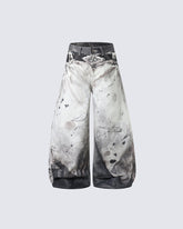 Wasteland Washed Wide Leg Denim Pants
