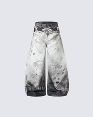 Wasteland Washed Wide Leg Denim Pants
