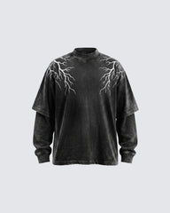 LIGHTNING Series | Washed Layered Long Sleeve T-Shirt