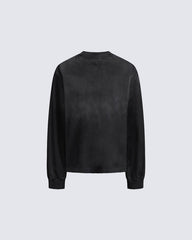 Distressed Crewneck Long Sleeve T-Shirt