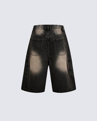 American Retro Wasteland Style Fringed Denim Shorts