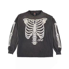Saint Michael Skeleton Ribcage Graphic Long Sleeve Sweatshirt