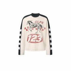 Omirad Vintage Racing Horse Waffle Long Sleeve