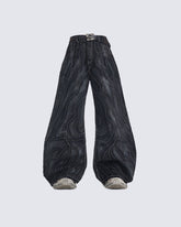Futuristic Wide-Leg Denim Pants