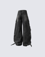 Retro Multi-Pocket Cargo Denim Pants