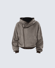 Faux Fur Zip-Up Hoodie