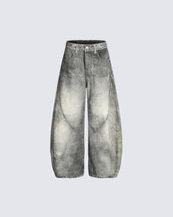 Vintage Washed Wide-Leg Jeans