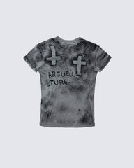 Distressed Gothic Cross Graphic Tee