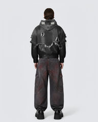 Red Fade 3D Panel Wide-Leg Denim Pants