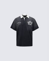 Contrast Collar Sun Faded Washed Polo Tee