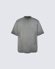 Grunge Washed Raw Edge Patchwork Boxy Tee New