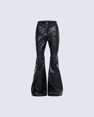 PU Leather Textured Straight-Leg Pants