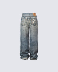 Vintage Grunge Ripped Patchwork Baggy Denim Jeans