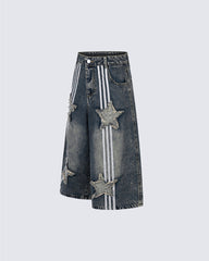 American Retro Star Patch Denim Shorts