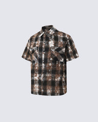 American Vintage Tie-Dye Plaid Shirt T