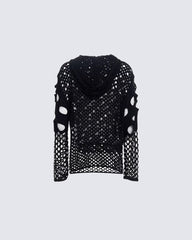 Spring Hollow Out Hoodie Knit Sweater