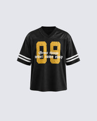 Vintage Casual Number Print Mesh Tee