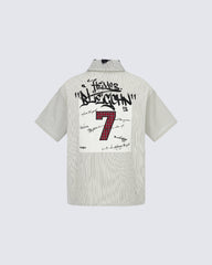 Y2K Embroidered Patch Print Turn-Down Short Sleeve Shirt
