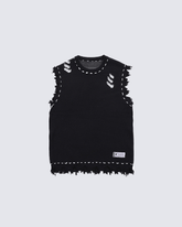 Distressed Trim Hollow Out Knit Tank Top