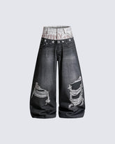 American Vintage Distressed Wide-Leg Denim Pants