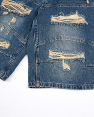 Distressed Patchwork Denim Shorts
