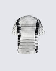 Retro Classic Striped Distressed Short-Sleeved T-Shirt