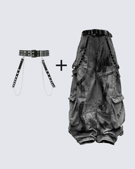 Streetwear Cargo Denim Pants(Free Belt and Chain Included)