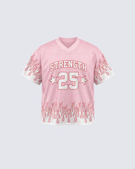 Flame Print Mesh Jersey Casual Tee