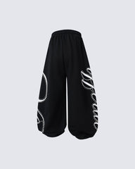 New Studded Graffiti Letter Wide Leg Sweatpants