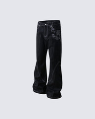 American High Street Flared Black Jeans