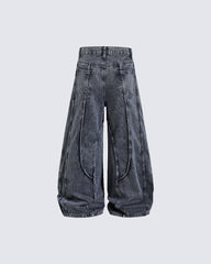 American Wash Patchwork Loose-Fit Denim Pants