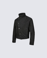 Cool Rugged Dual-Wear Raw Denim Jacket