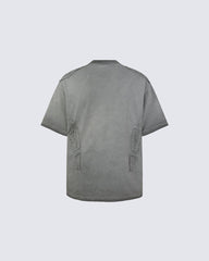 Grunge Washed Raw Edge Patchwork Boxy Tee New