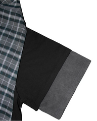 Retro-Inspired Niche Plaid Faux Two-Piece Short-Sleeved T-Shirt