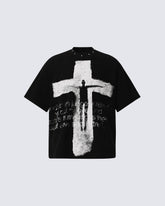 Dark Gothic Cross Graphic Oversized Tee