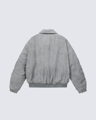 Ruched Sleeve Fleece-Lined Bomber Jacket