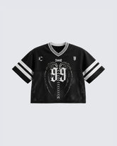 Retro Gothic Number Cropped Street Jersey