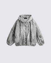 Distressed Patchwork Washed Zip Jacket