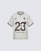 Vintage Number Print Contrast Trim T Shirt