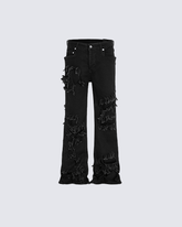 KIIKIO Grunge Black Distressed Jeans