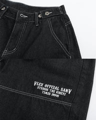 American Multi Pocket Wide Leg Denim Pants