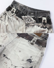 Wasteland Washed Wide Leg Denim Pants