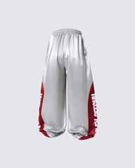 Color Block Silky Wide Leg Sweatpants New