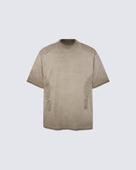 Grunge Washed Raw Edge Patchwork Boxy Tee New